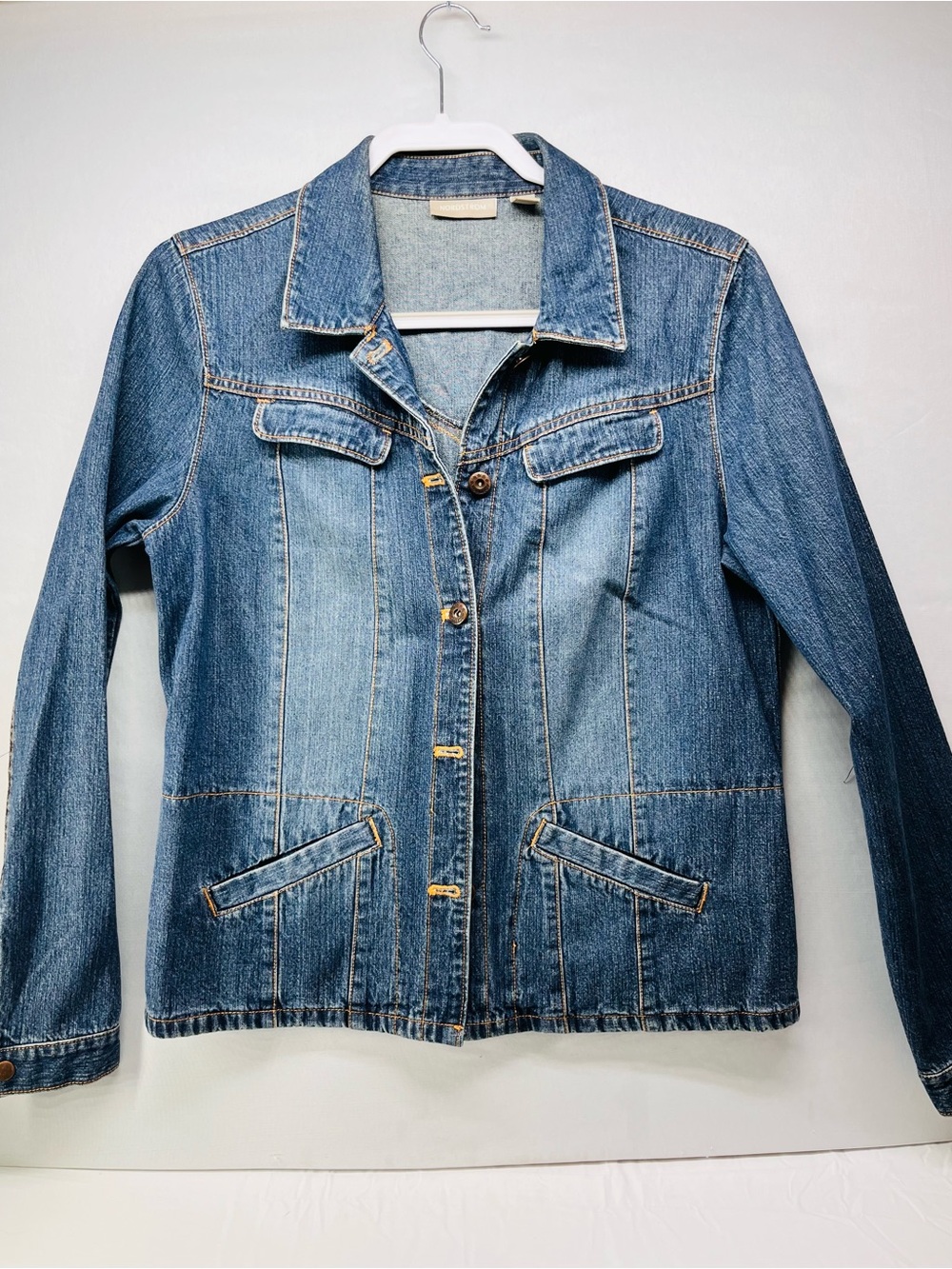 Nordstrom Blue Denim Jacket with Button Front